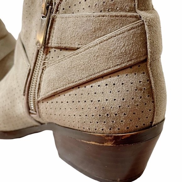 Sam Edelman Patrisha Perforated Suede Western Booties Light Taupe Women’s Size 6 - Picture 8 of 12
